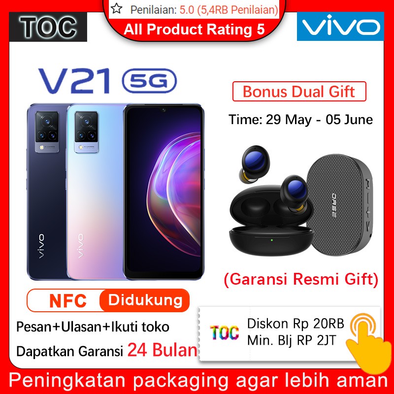 VIVO V21 5G RAM 8GB ROM 128GB Garansi Resmi Original Handphone VIVO V21