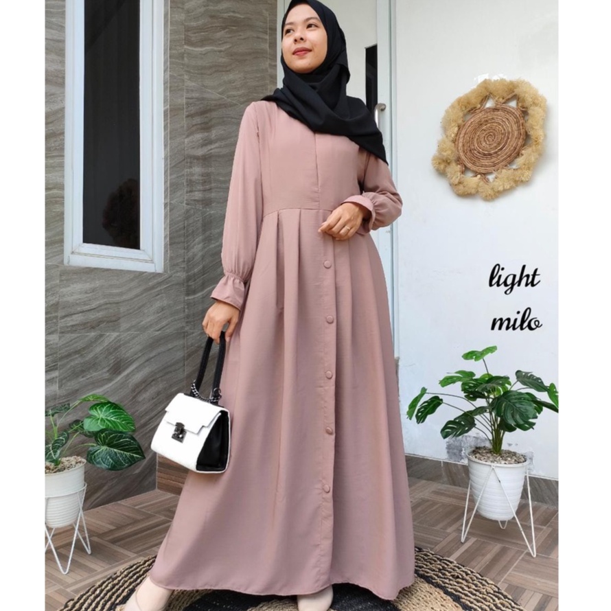 Gamis Wolfis Tebal / Dress Basic Kancing