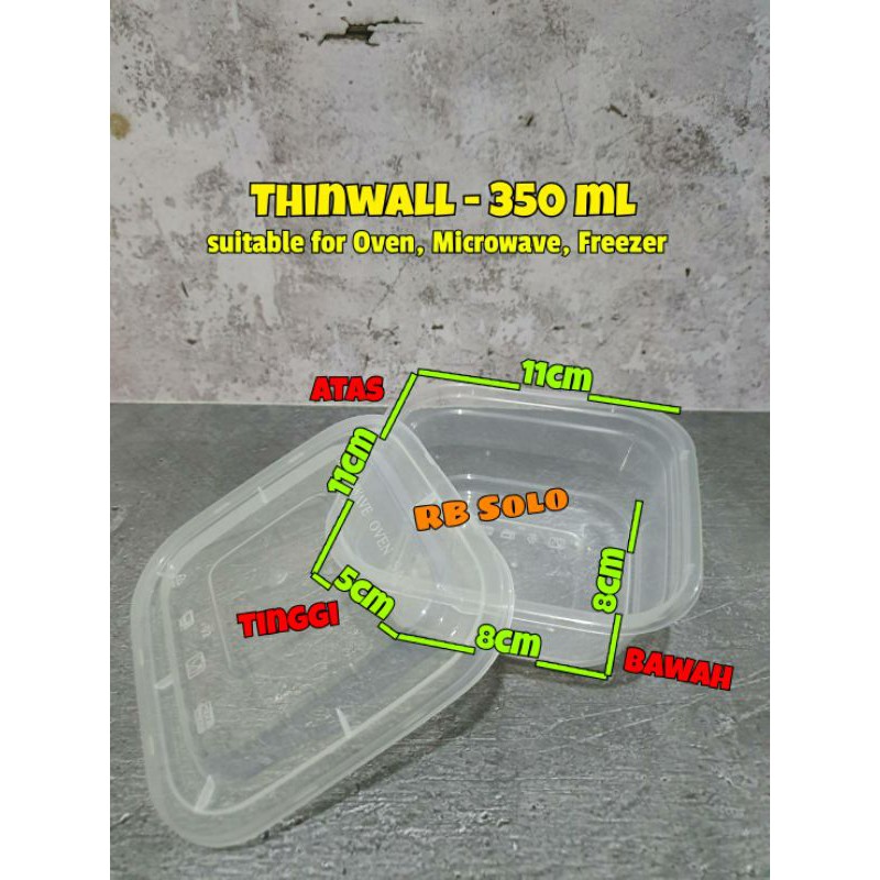 Thinwall 350 ml Square Kotak Microwave Oven Safe