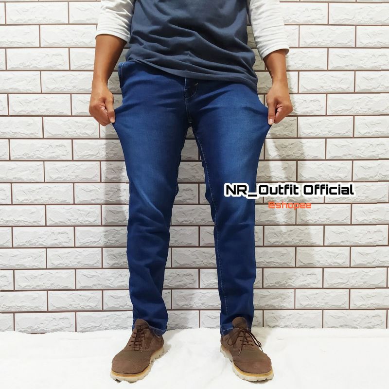 Celana Panjang Jeans Stune Pria Stretch Skinny Cowok Biru Tua Size 27-38 NR_Outfit Official COD