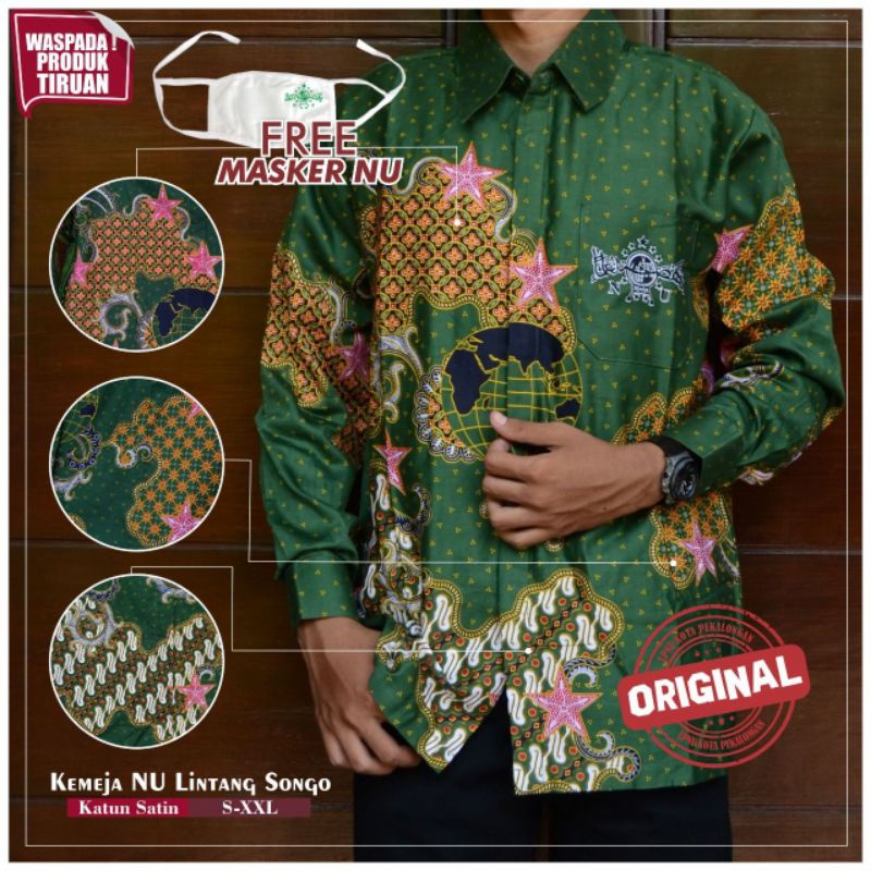 KEMEJA BATIK NU MOTIF LINTANG SONGO KAIN SATIN SATEN - SUPER EXCLUSIVE QUALITY