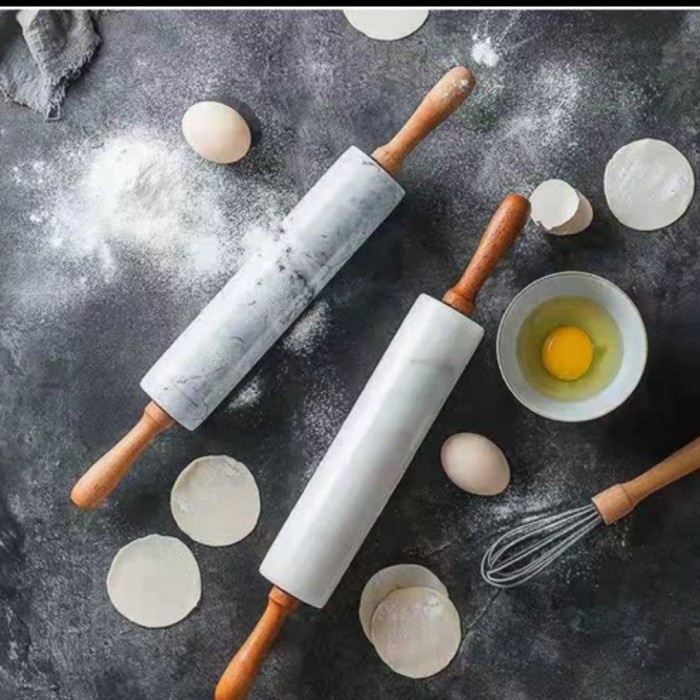 Marble rolling pin with wooden handle / penggilas adonan