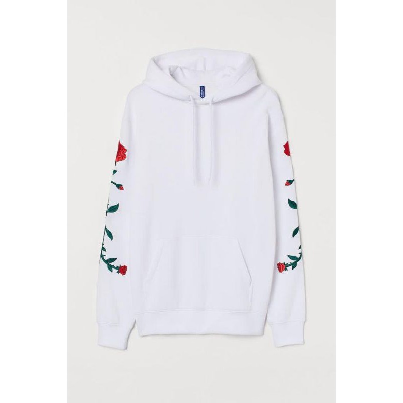 HOODIE HNM H&M RED ROSE HAND BORDIR
