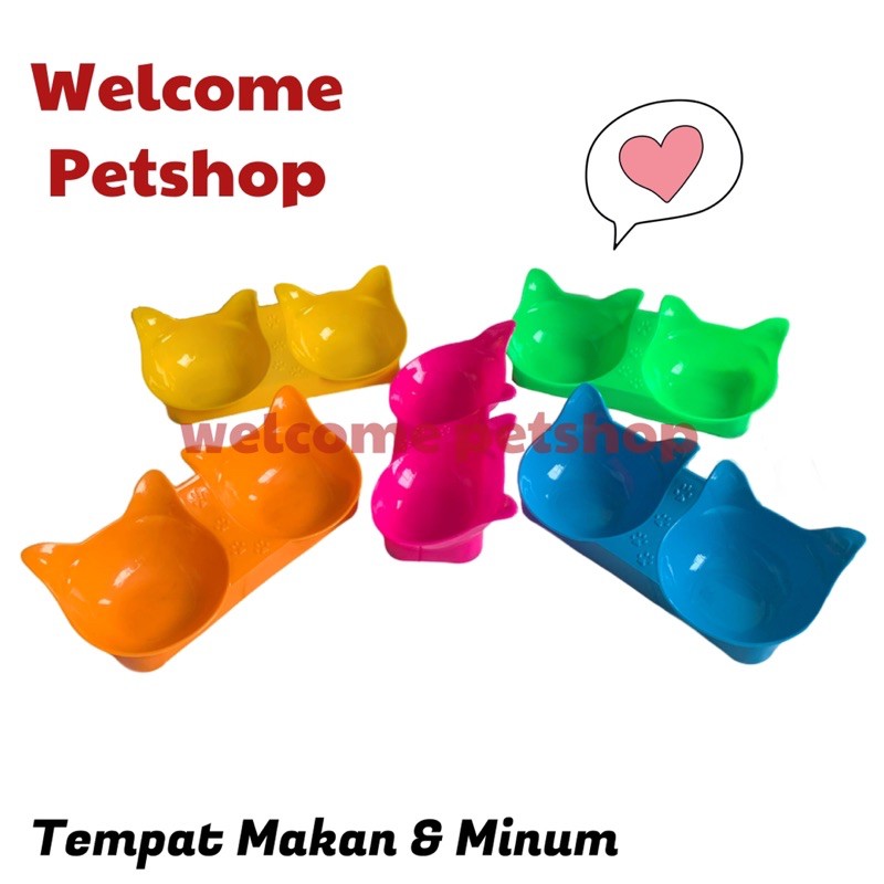 Tempat Makan dan Minum Kelinci Anjing Kucing / Tempat Makan Hewan / Plate Double New