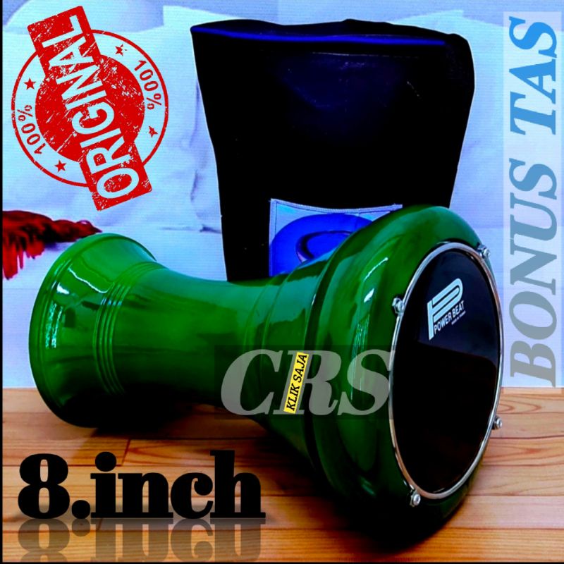 Dumbuk Marawis Atau Darbuka Kayu Polos Hijau NU Power Beat Hitam