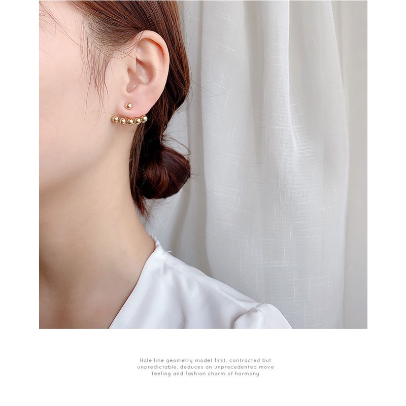 Anting Stud Bahan 925 Silver Needle Logam Gaya Retro Korea Untuk Wanita