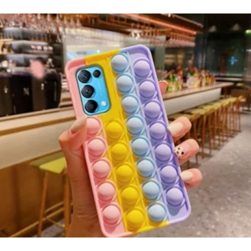 CASING SILICONE OPPO RENO 5 POP IT BUBBLE DESIGN PELANGI COVER ORIGINAL