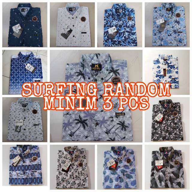 GROSIR kemeja surfing lengan pendek motif bunga cowok cewek distro  hem pantai motif bunga murah