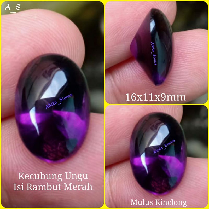Kecubung Ungu Amethyst Kental Isi Rambut Merah