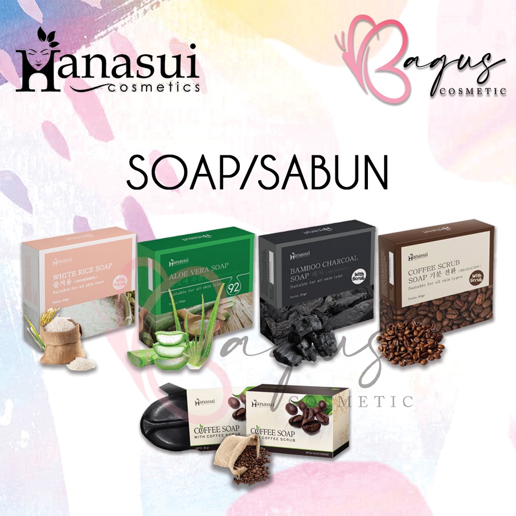 ⭐BAGUS⭐ HANASUI SOAP | Sabun Coffee / Kopi / Aloe / Beras / Charcoal Relaksasi