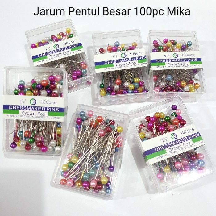 BARU !! ISI 100 Pcs Jarum Pentul Mika Besar Warna Metalik Hijab Jilbab