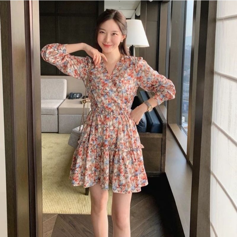 MDLV ~ 1774# Winona Mini Dress Flower Dress Korea Look Fashion import