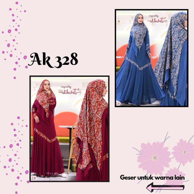 Gamis wanita terbaru//Baju gamis terbaru//Gamis syari terbaru//Set syari Akhwat ak328 by Akhwat