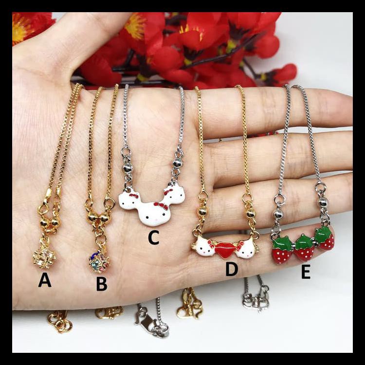 MURAH KALUNG ANAK XUPING STRAWBERRY HELLOKITTY SILVER LAPIS EMAS - BN208 TERJAMIN