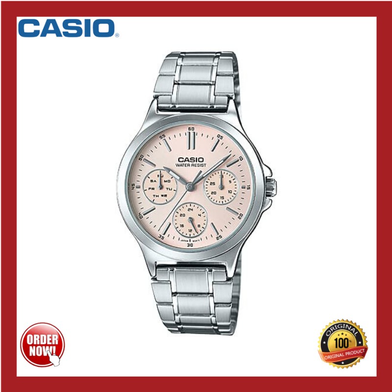 JAM TANGAN WANITA CASIO LTP-V300D JAM TANGAN ORIGINAL CEWEK STAINLESS L-218