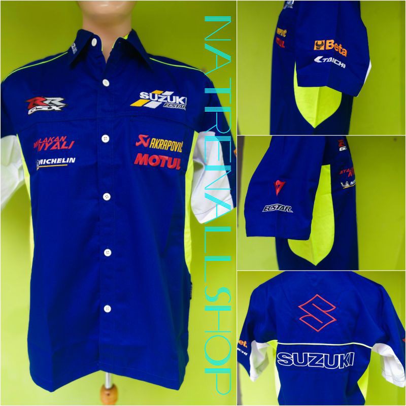 Kemeja Seragam Bordir Otomotif MotoGP Suzuki Team