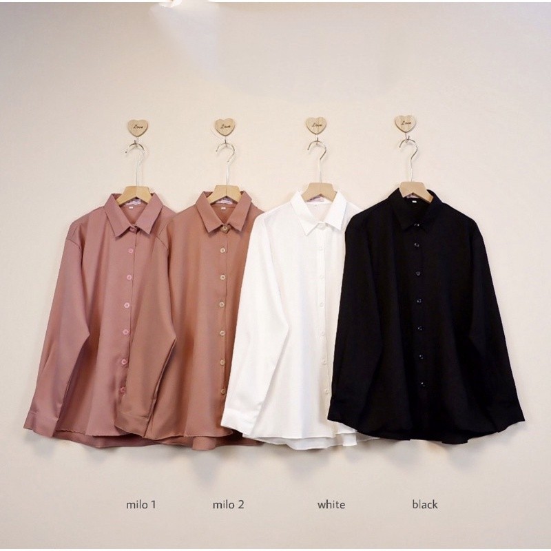 Kemeja Wanita Polos Lengan Panjang Terbaru Kekinian Casual Santai Kuliah Kerja ld 110-5