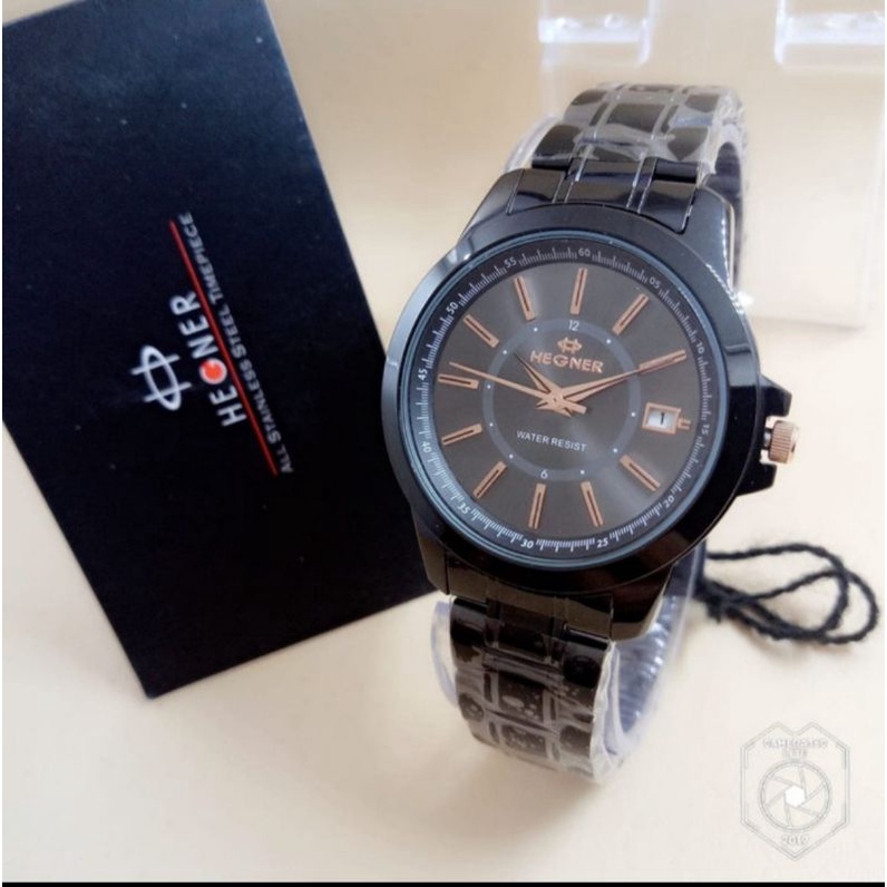 JAM TANGAN WANITA HEGNER 1250 FULL BLACK ORIGINAL