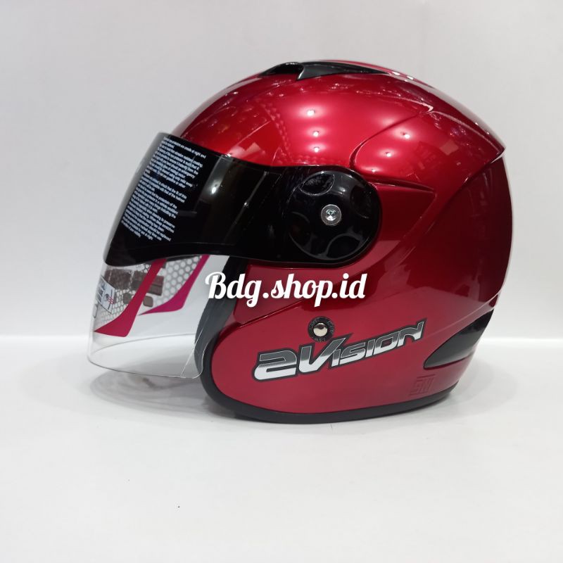 Helm kyt 2 vision solid halpace-Merah marun