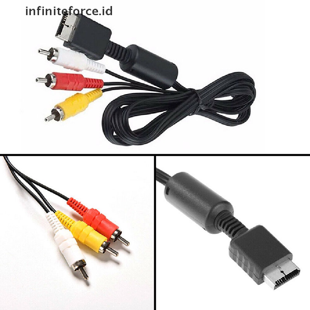 (infiniteforce.id) Kabel Audio Video 3 RCA Flat Untuk Playstation PS PS2 PS3