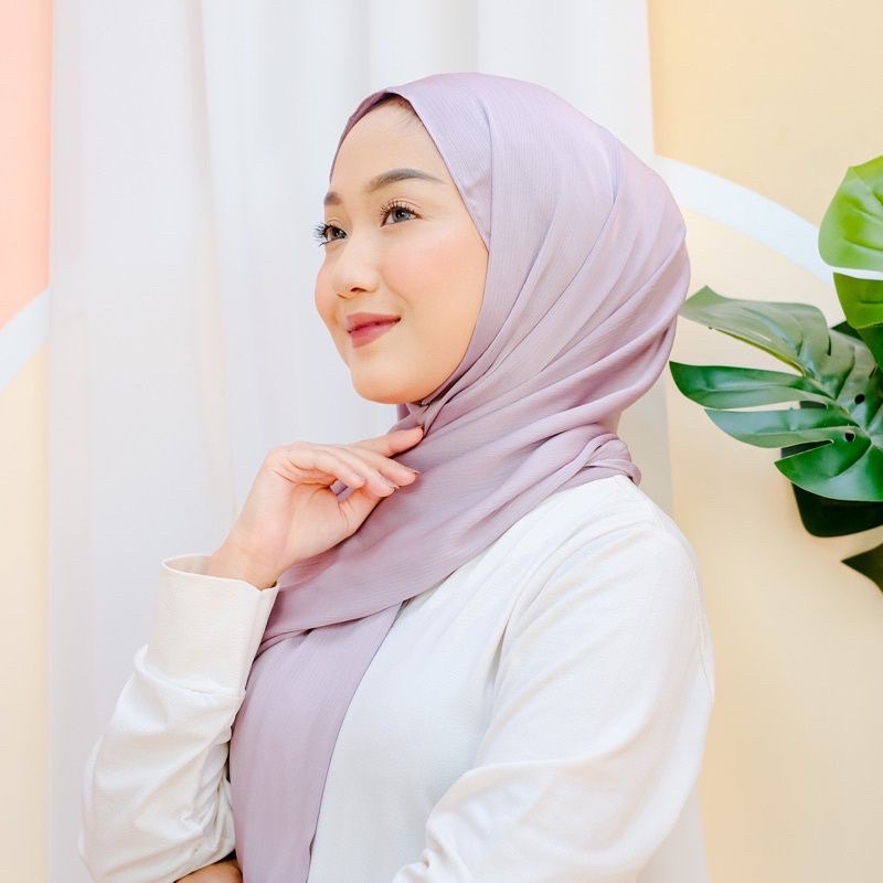 Pashmina Malay Silk Texture Premium Shawl Rayya Silk-Soft lilac