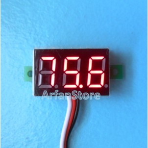 0-99.9V DC Mini Voltmeter Digital Volt Meter Display Merah 3 Kabel