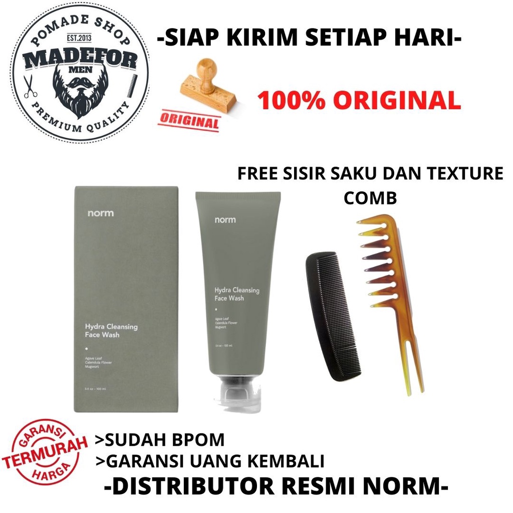 Norm Hydra Cleansing Face Wash Pencuci Muka Norm Free Sisir Saku