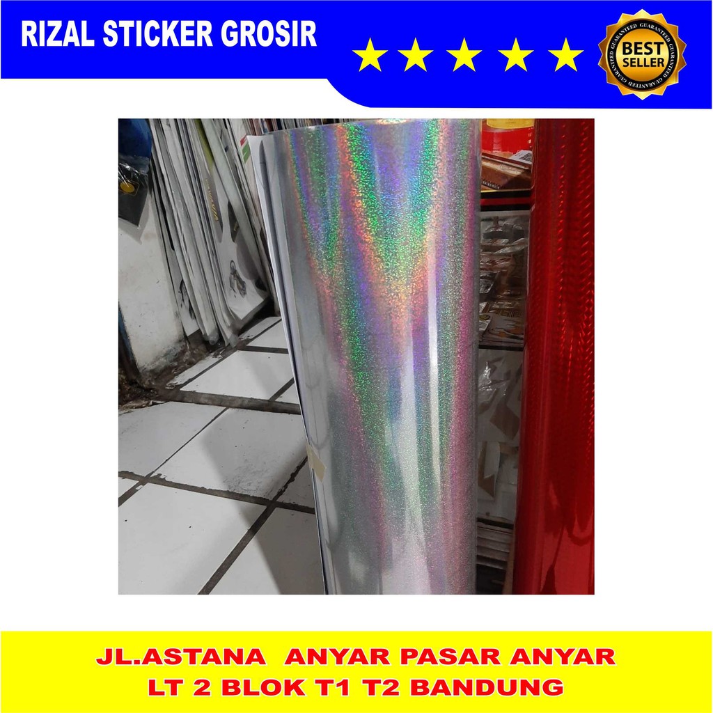 

Bahan Stiker Hologram Laser Crom Pelangi 60x50cm