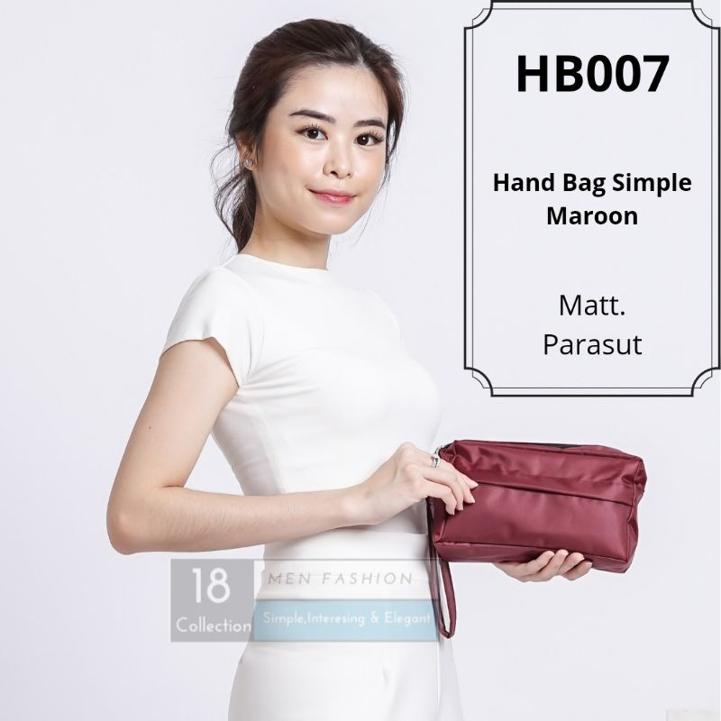 [Bisa Cod] Pouch Handbag Wanita Bahan Kulit &amp; Parasut