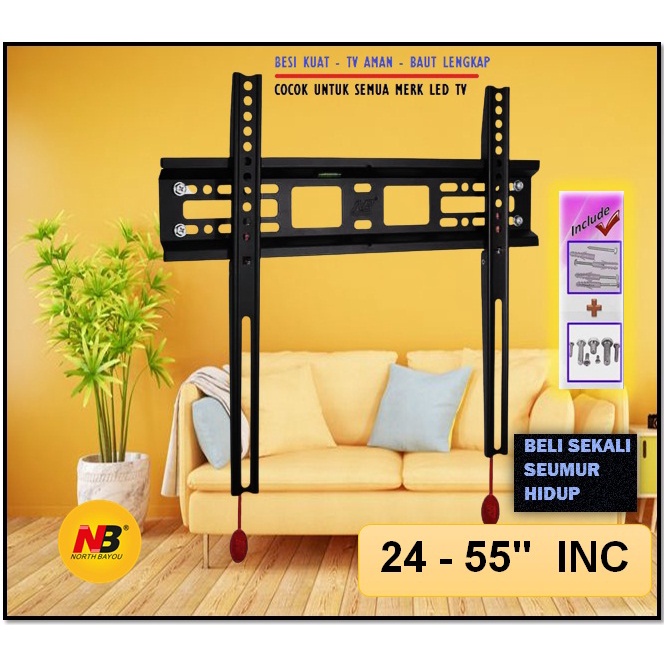 COD Bracket TV LED 19 - 55" FULL BESI  Universal Cocok Banyak Merk TV SAMSUNG TCL POLYTRON REALME SH