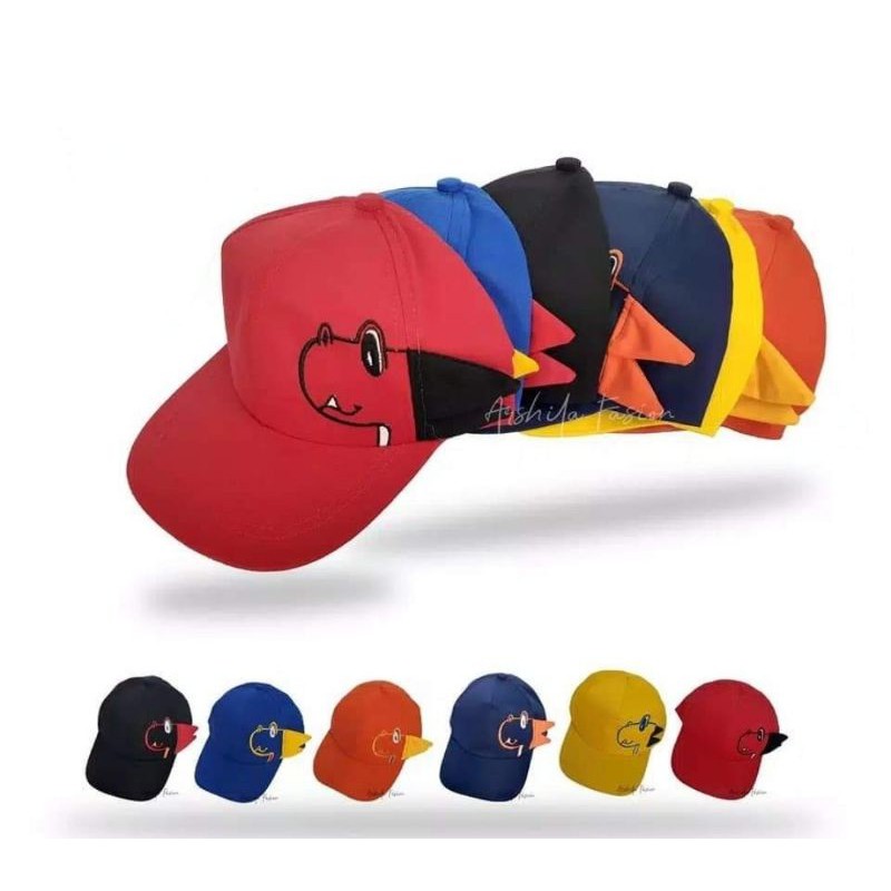 Topi anak karakter dino costume nama suka suka bordir nama-1