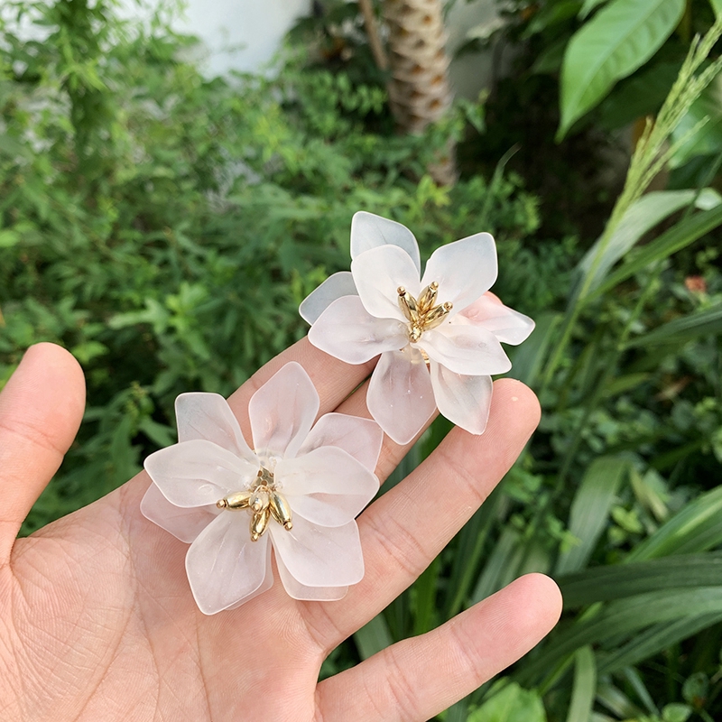 Anting Tusuk Bentuk Kelopak Bunga Besar Gaya Bohemia Trendy Untuk Wanita