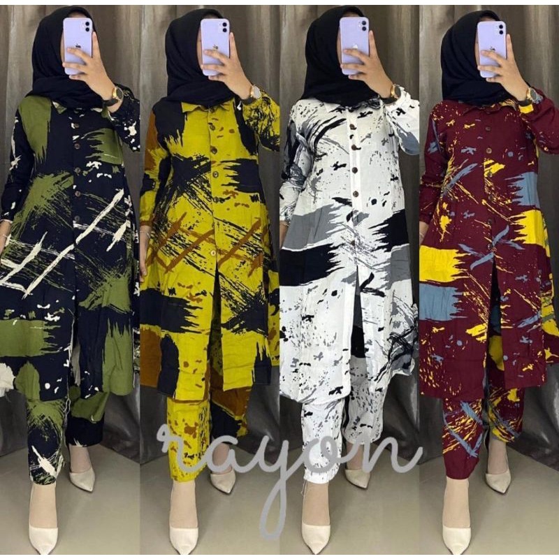 TERBARU SET TUNIK RAYON PREMIUM/SETCEL RAYON WANITA BUSUI