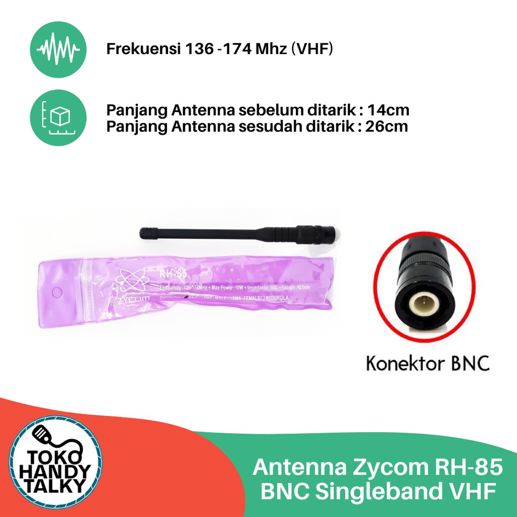 ANTENNA ZYCOM RH-85 BNC SINGLEBAND VHF NEW