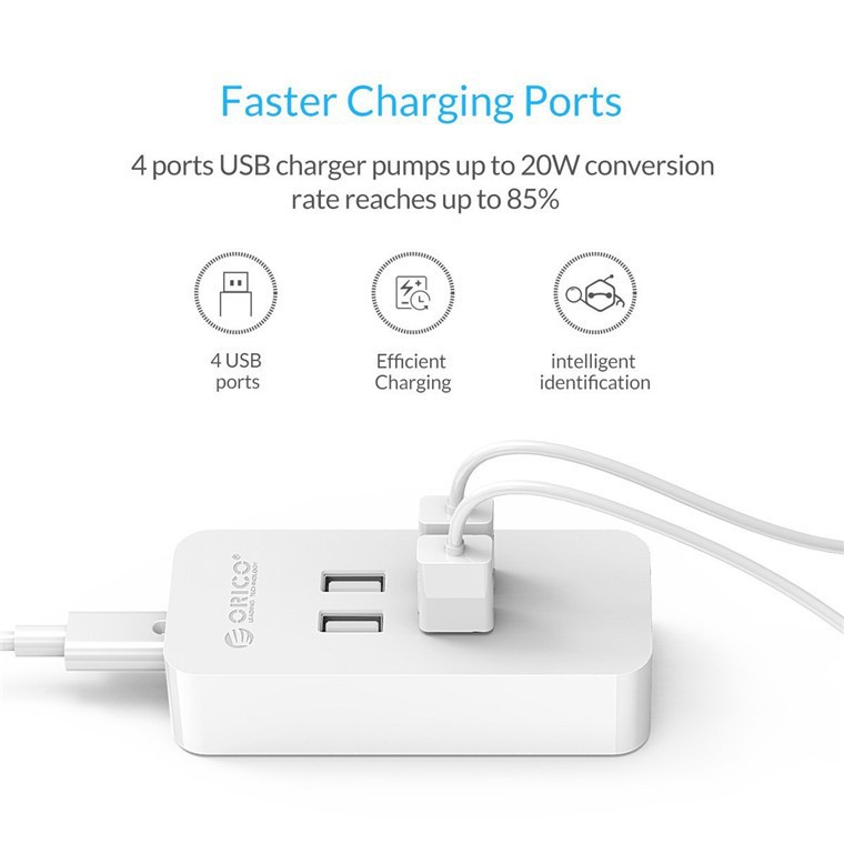 NA - Smart Charger Desktop Orico 4 Usb 20W Universal Travel Charger V4U