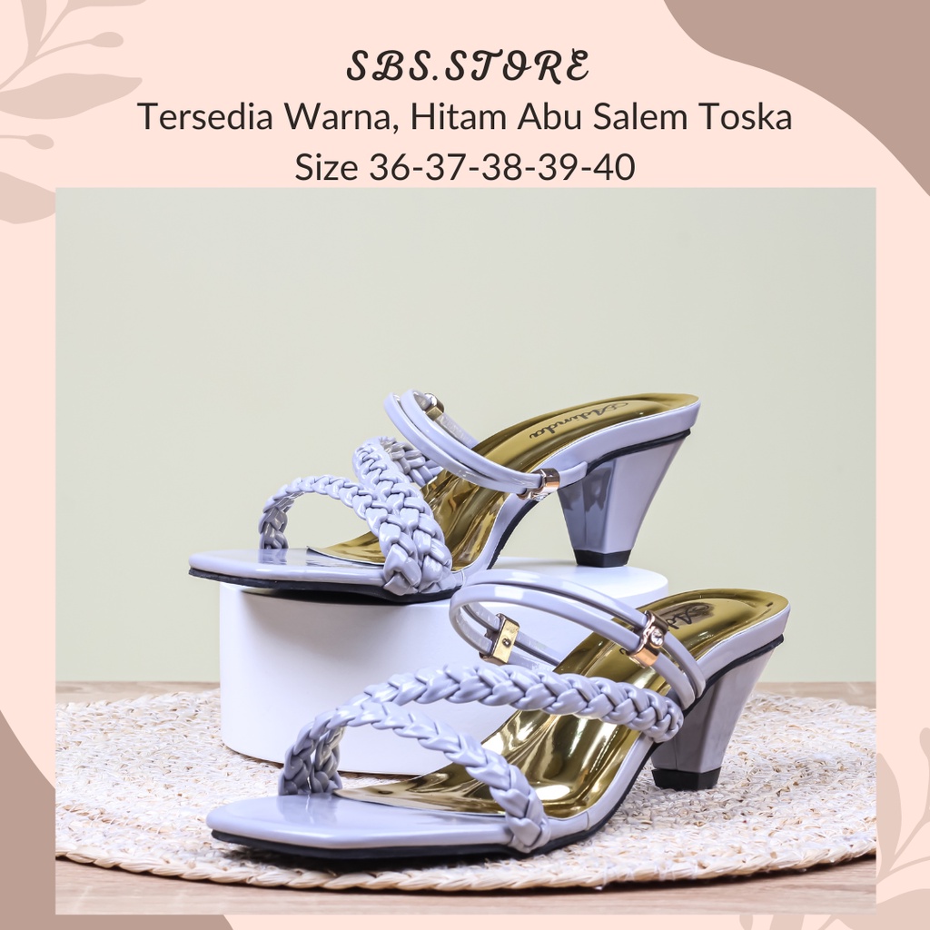 Sandal Kepang Wanita Heels 5cm/SendaL Pesta Kekinian High Heels Wedges Selop Hak Tahu Pesta Wanita Terbaru