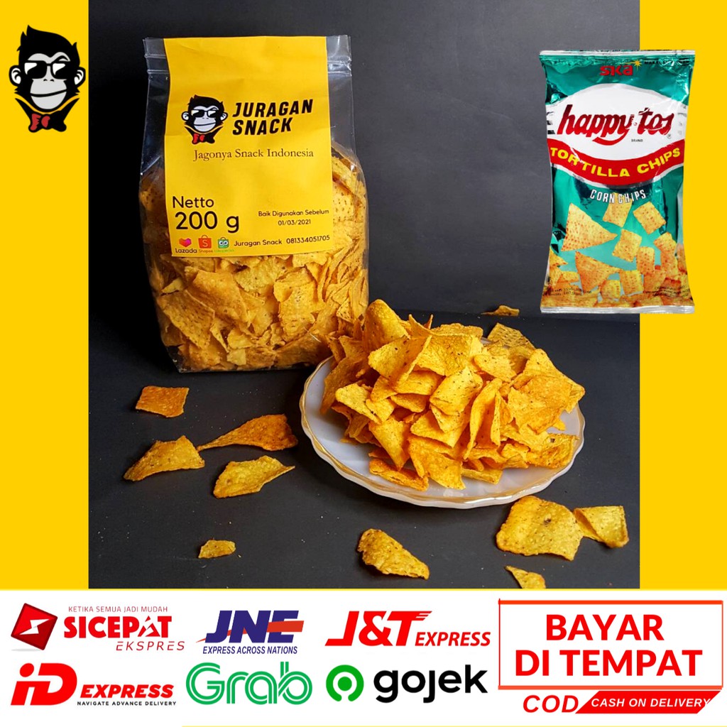 

HAPPY TOS TORTILA Keripik Jagung 200 g Repack Jajanan Camilan Snack Biskuit Makanan RIngan Rumah