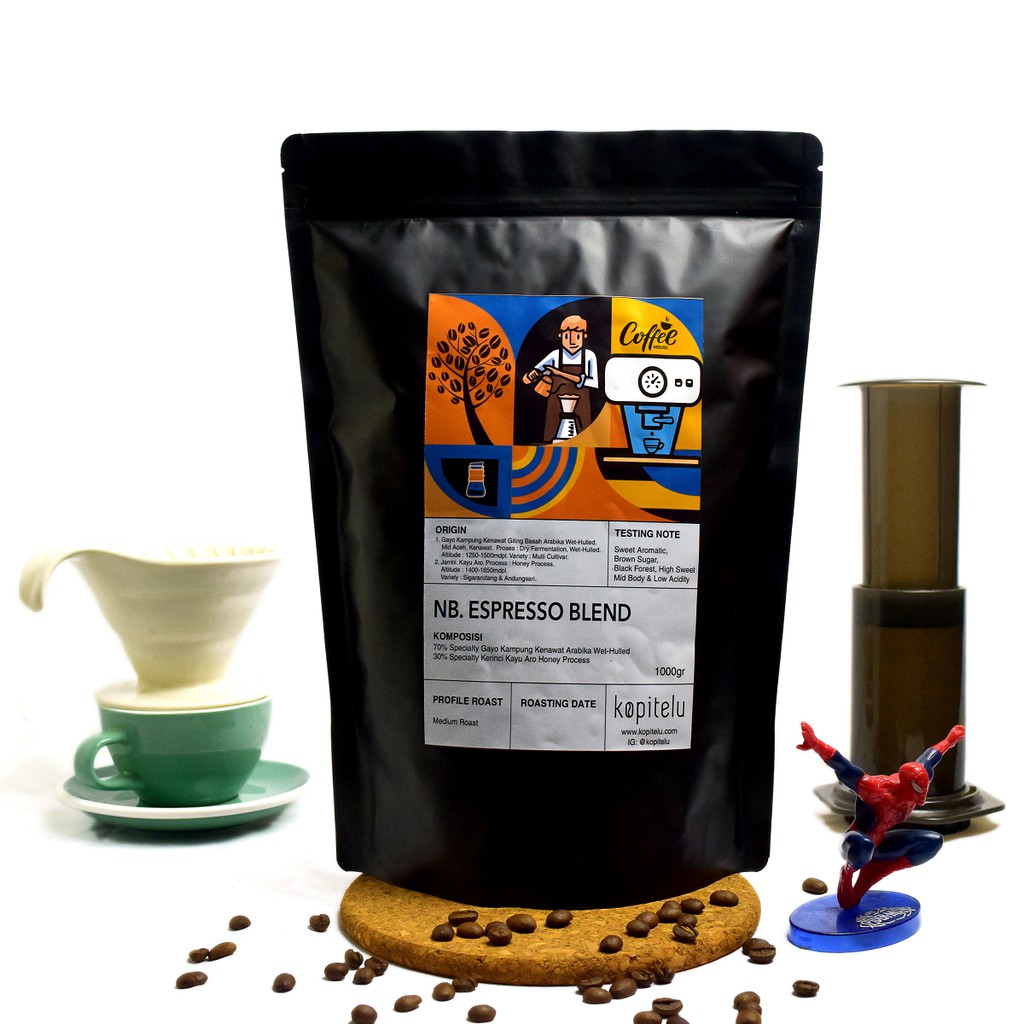 

Kopitelu NB - Espresso Blend (70% Gayo Arabika & 30% Kerinci Kayu Aro) 1 KG