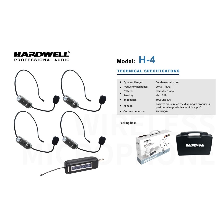 Mic Wireless Hardwell H4 / Hardwell H-4 4 mic bando Original