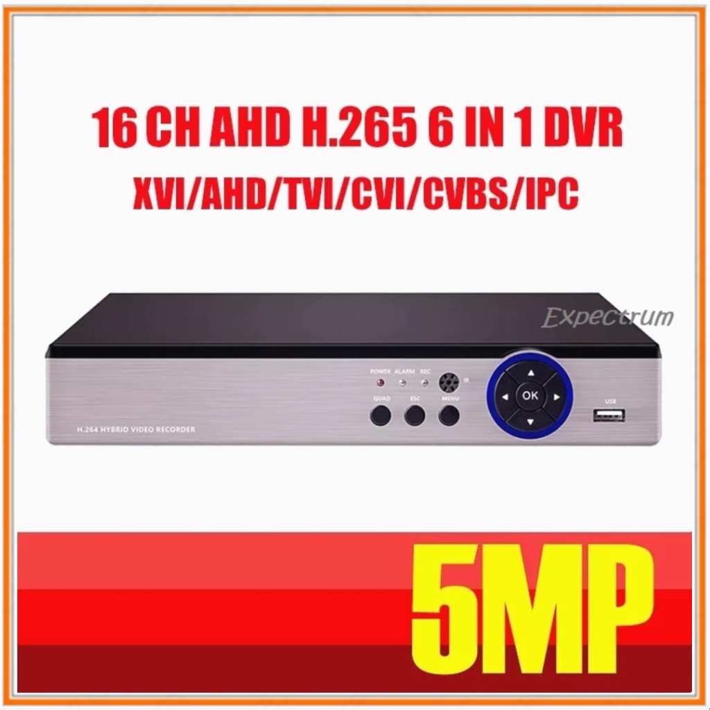 DVR 16 CH Hybrid 6 in 1 XMEYE. 5MP.  H265. AHD. TVI. CVI. XVI. CVBS. IPCAM