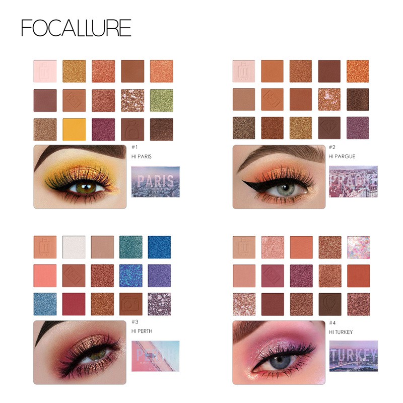 FOCALLURE Glitter eyeshadow palette pigment powder go travel pallete FA100