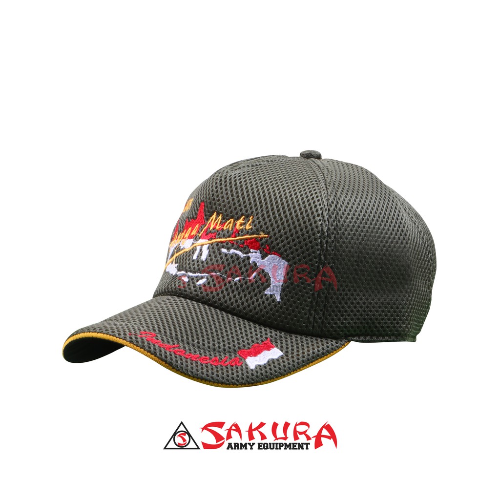 Topi Jaring NKRI Harga Mati Warna Hijau List Kuning