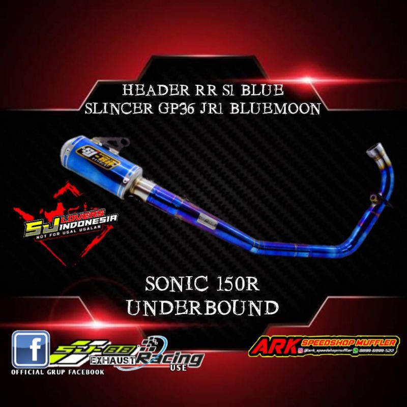 knalpot honda sonic 150r supra GTR sj88 type gp36 short bluemond