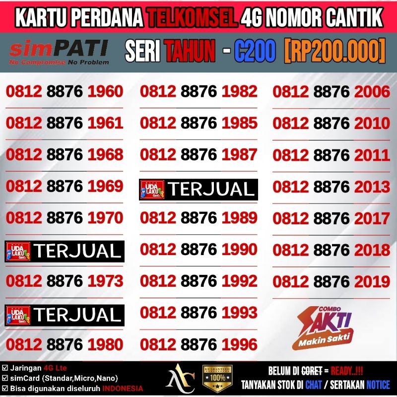 Kartu Perdana seri Tahun Lahir Telkomsel 4G simpati As Loop