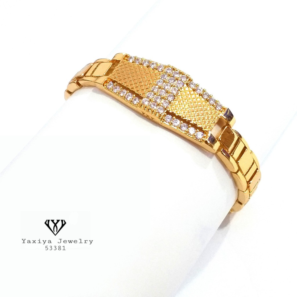 Yaxiya Gelang Wanita Emas Permata Perhiasan Lapis Emas 18K 751-1