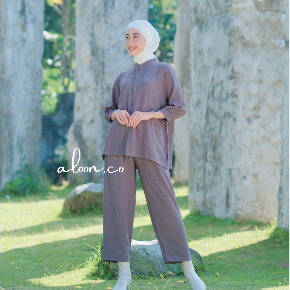 Deira One Set Crinkle Airflow Busui Friendly – Setelan Wanita Kekinian – Baju One Set Wanita