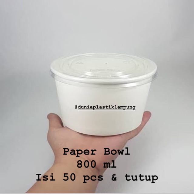 Paper Bowl 800 ml (isi 50 pcs dan tutup)