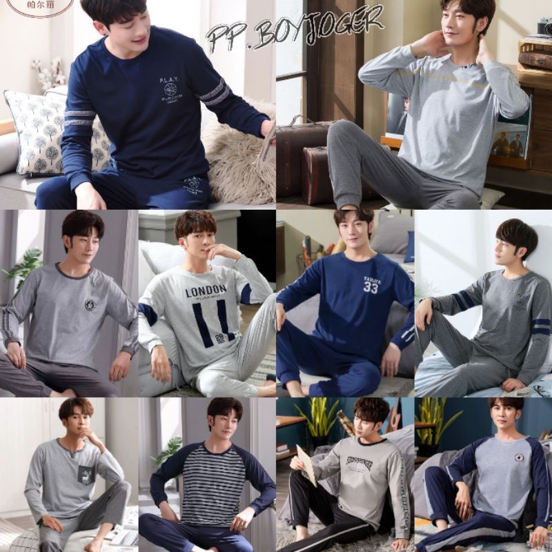 SETELAN PIYAMA PRIA KAOS PREMIUM MODEL JOGER IMPORT KOREA STYLE SIZE L-XXXL