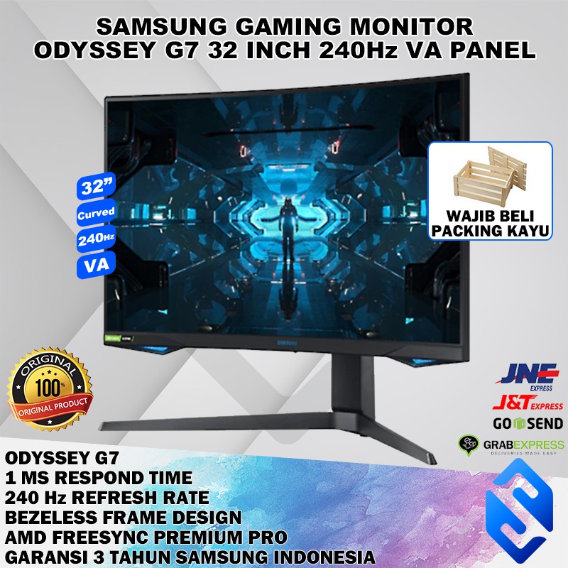 GAMING MONITOR SAMSUNG ODYSSEY G7 32 INCH 240 HZ QLED VA PANEL MURAH