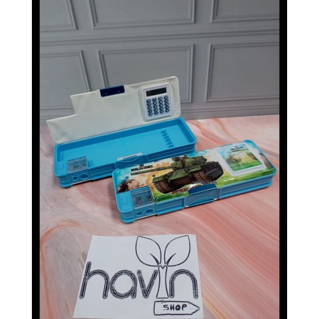kotak pensil ada kalkulator/pencil case KALKULATOR/TEMPAT PENSIL MAGNET KALKULATOR-TANK makal